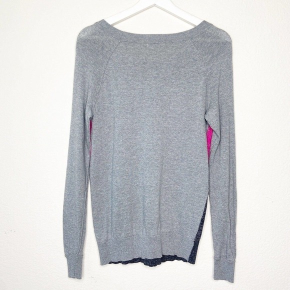 DKNY Gray and Pink Sparkle Color Blocked Sweater Sz S - Picture 6 of 7